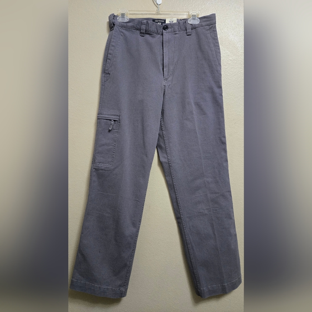 DOCKERS Go To Cargo Pants Mens Straight Fit 30x30 Grey Smart 360 Flex Casual NWT
